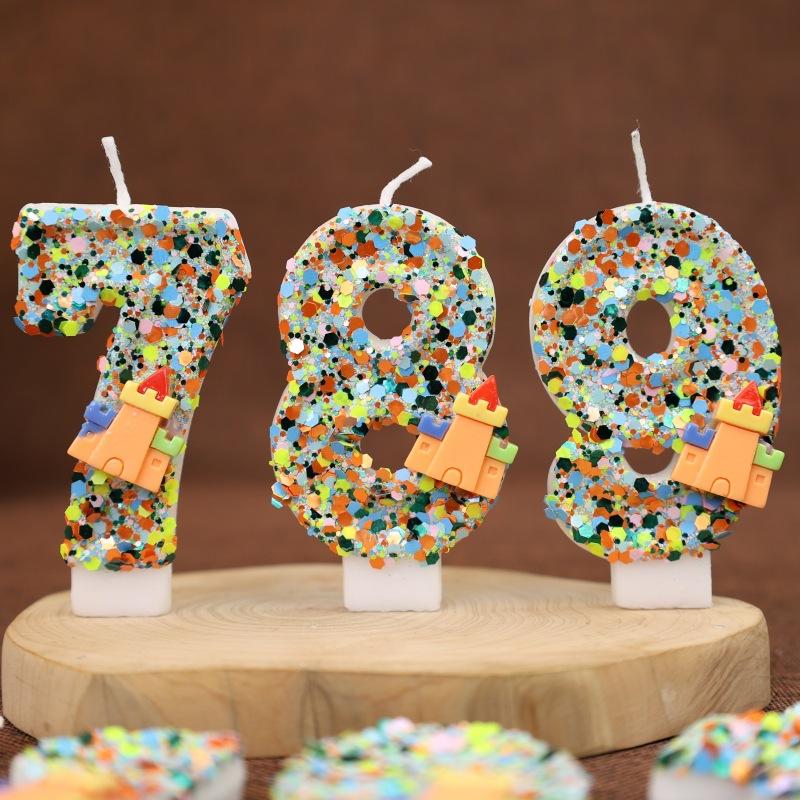 Creative Digital Birthday Candle Cake Party Decoration Birthday Candle Diy Castle Candle