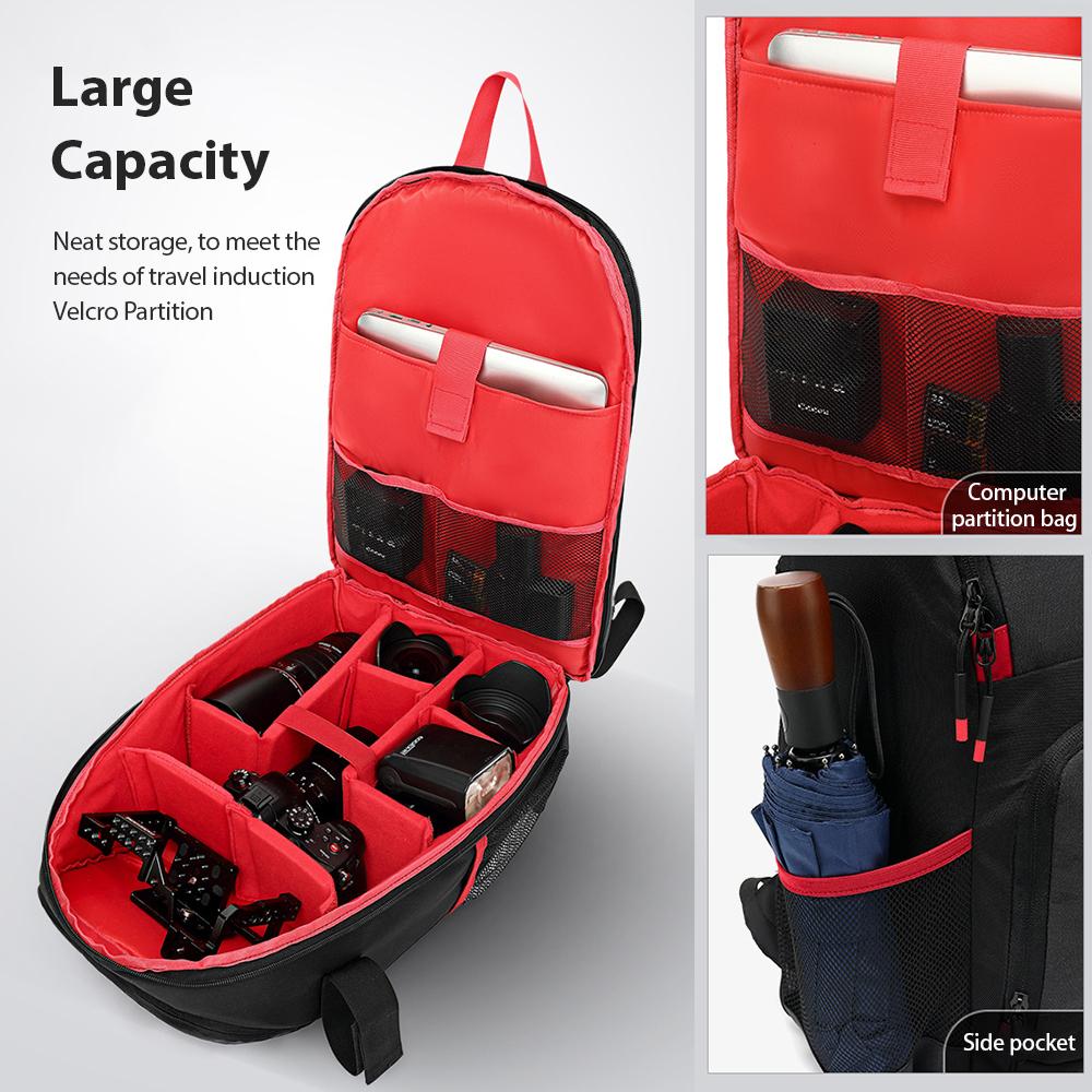 Camera Backpack Water resistant Camera Bag Photography Backpack Large Capacity Camera Case with Tripod Holder 15.6 Inch