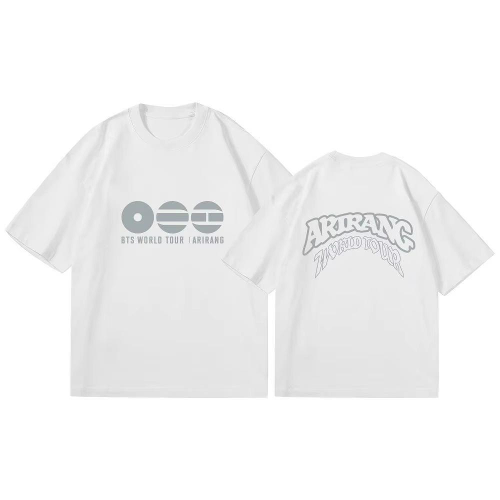 BTS Arirang Grafik T-Shirt 2026 Neu Kpop Fans Unisex Damen Herren Mode Fan Lässig Locker Hip Hop Kurzarm Damen Herren Kleidung S gray