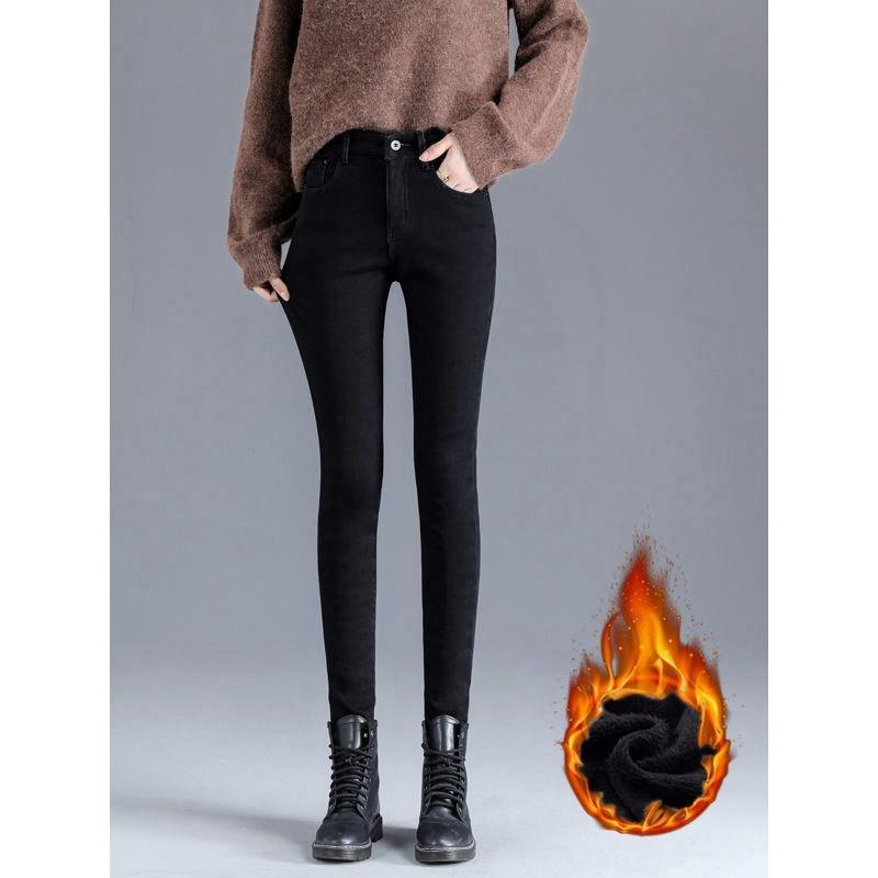 High-waisted Jeans Women's Pants Autumn and Winter Velvet New Outer Wear Thickened Tight Elastic Versatile Small Feet Pencil Pants