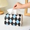 Rhombus Grid Portable Tissue Box for Home, Bedroom, Living Room, Dining Table, and Car.