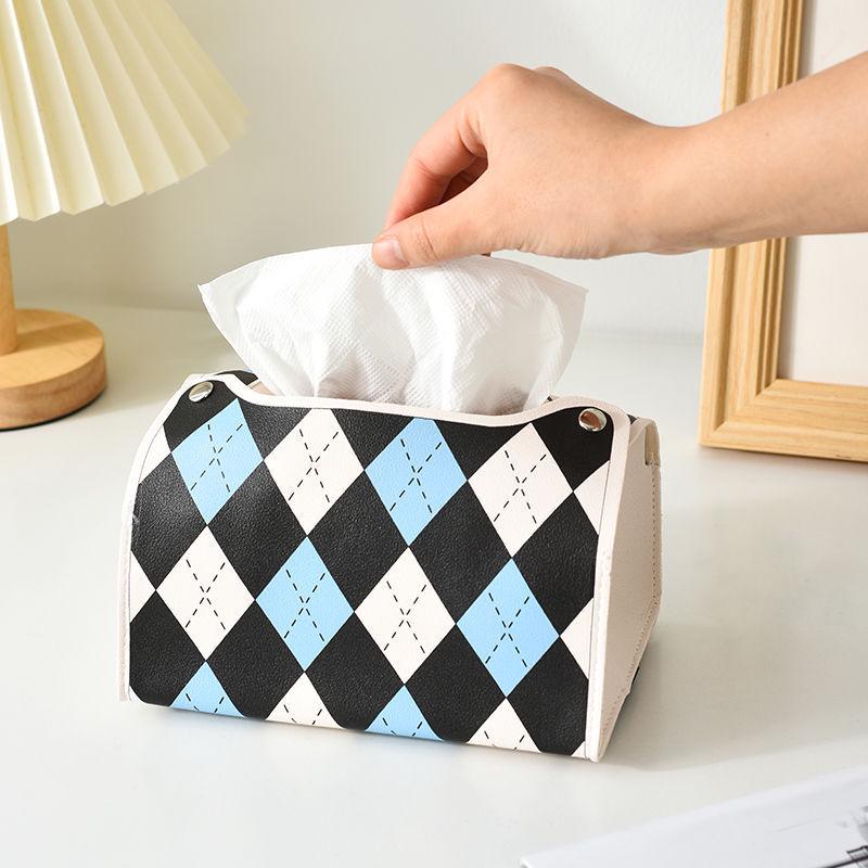 Rhombus Grid Portable Tissue Box for Home, Bedroom, Living Room, Dining Table, and Car.