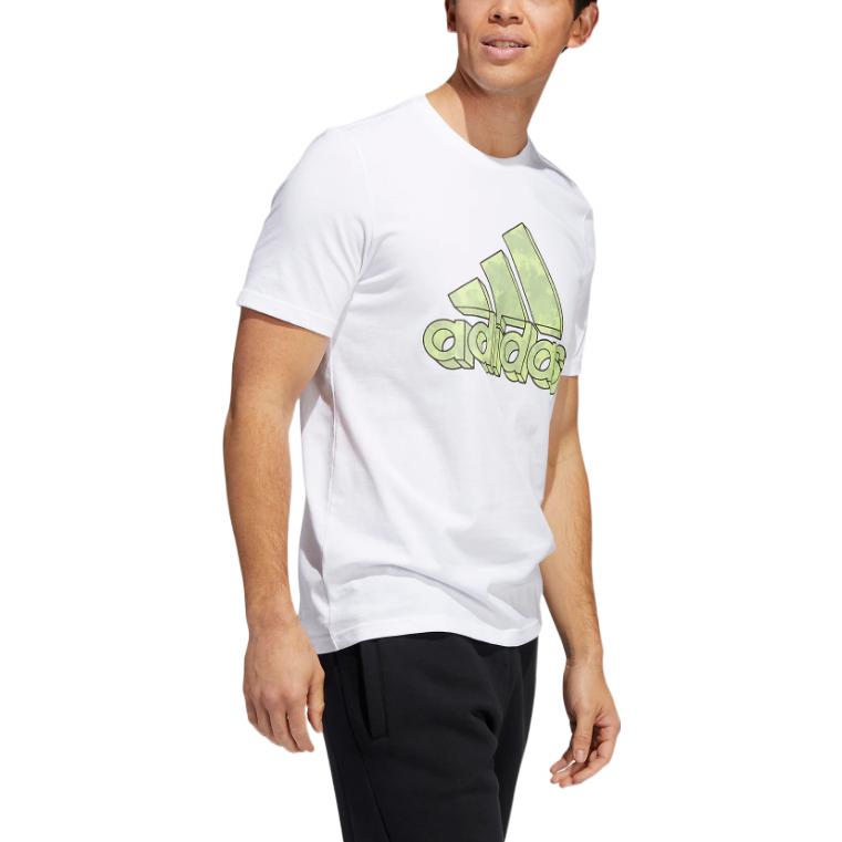 Adidas Alphabet Logo Sport Crew Neck Short Sleeve T-Shirt Men Tops White HE4793