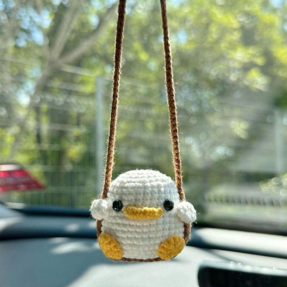 Handmade Knitted Hanging Decor Duck Chick Car Decoration Mini Knitting Ornament Birthday Gift