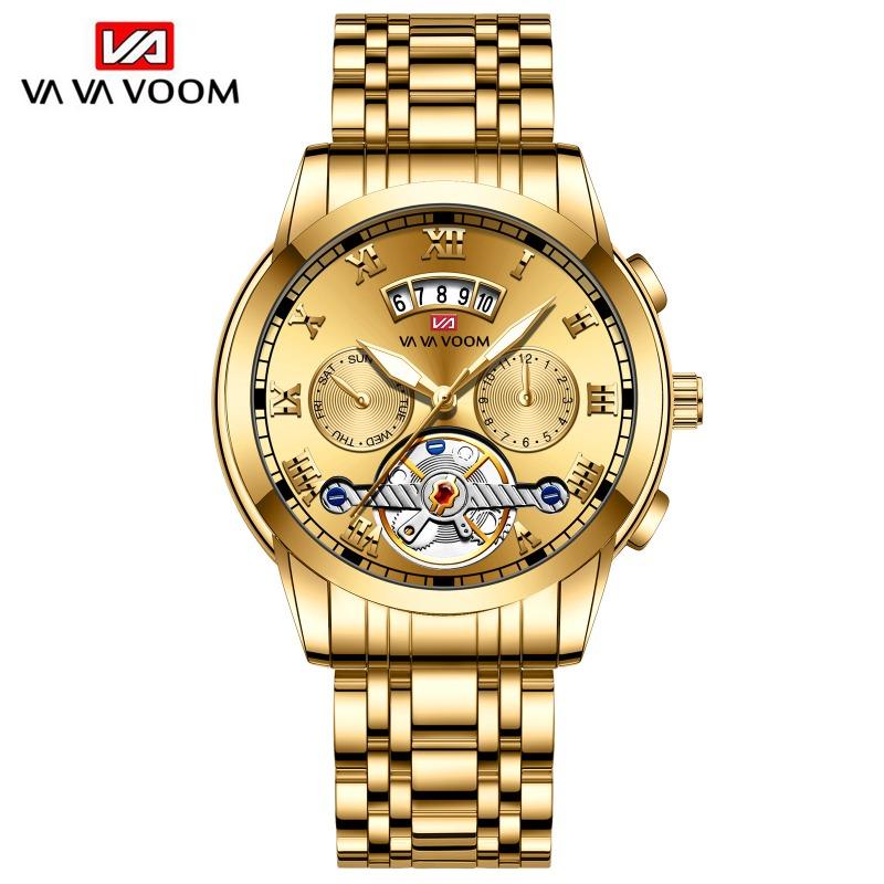 Stainless Steel Tourbillon Non-automatic Mechanical Multi-function Business Watch Luminous Waterproof Watch Male