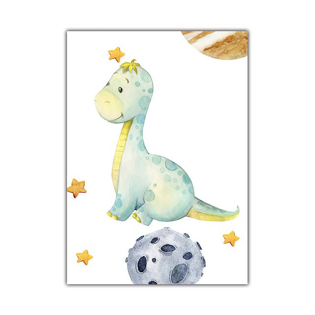 

Детеныш динозавра тираннозавр трицератопс настенное искусство детская картина холст скандинавские постеры и принты настенные картины декор комнаты для мальчика 21*30cm