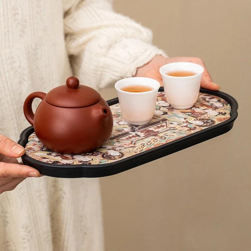 Chinese Style Absorbent Dry Bubble Tray Coffee Table Tea Tray Tea Set Accessories Retro Tea Tray Household Decoration Modern New