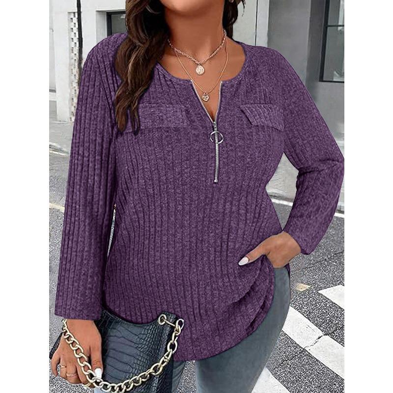 BITCED Women's Fashion Casual Solid Color Print Long Sleeve V Neck Blouses & Shirts