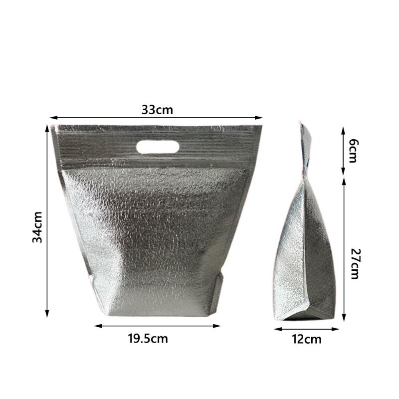 5Pcs Aluminum Foil Insulated Thermal Bags for School Lunch Takeout Camping Grocery Shopping Picnic