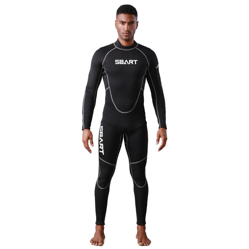 Men One Piece Wetsuit 3mm Neoprene Front/Back Zip Wetsuit Keep Warm UPF 50+ Full Body Long Sleeves Dive Suit for Surf Water Sports Diving Canoeing