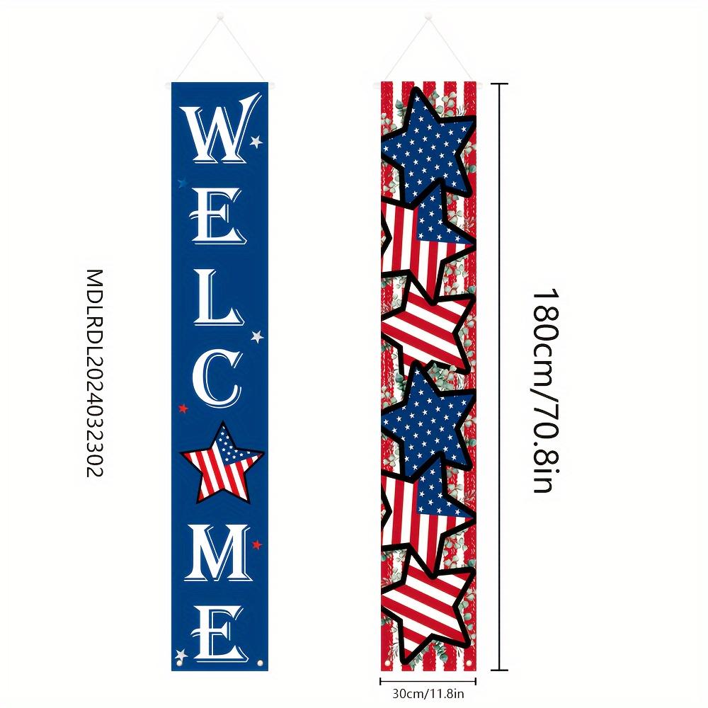 Independence Day Hanging Flag Banner Outdoor Patriotic Decor Family Party Porch Yard Garden Red White Blue USA Flag Decorations