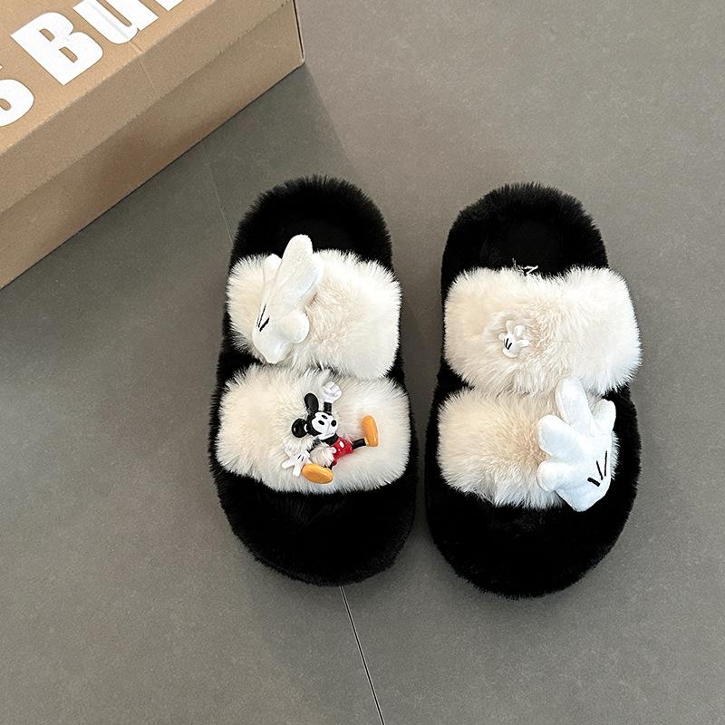 

Мультяшные тапочки Микки Мао Мао женские модные милые зимние 2025 новые уличные хлопковые тапочки Мао Мао хлопковые туфли 40 белый