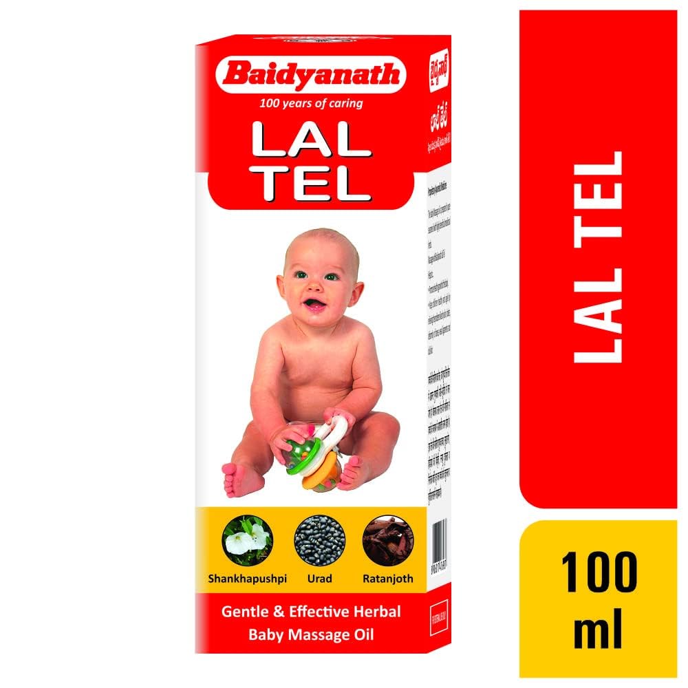 Baidyanath Lal Tel Ayurvedic Baby Massage Oil For Strong Bones And Muscles | Gentle Herbal Care For Newborn Growth | 100 ml Pack