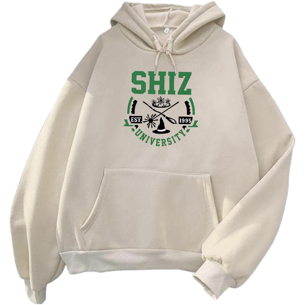 Bluzy Shiz University Nadruki Wicked Movie Damskie Męskie Bluzy Sudadera Pulowery Bluza z Kapturem Zimowa Ciepła Polarowa Odzież Unisex