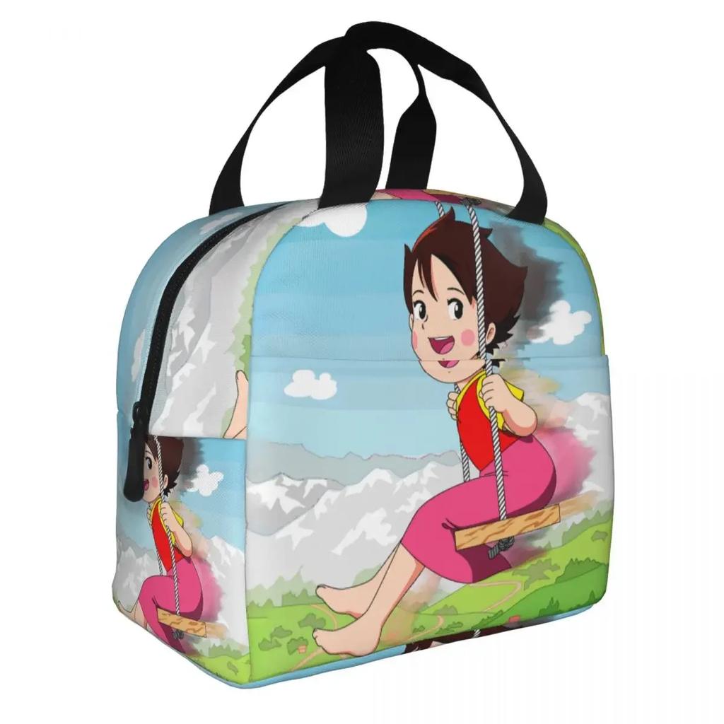 Anime Heidi Girl Of The Alps Lunch Box Leakproof Cooler Thermal Food Insulated Heidi Peter And Grandpa Lunch Bag For Women Kid
