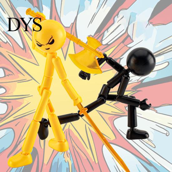 Desktop Action Figure 3/6Pcs Posable Stickman with Handheld Items Movable Joints Shape Toy Fidget Decoration Gift for Collectors Figures Accessories
