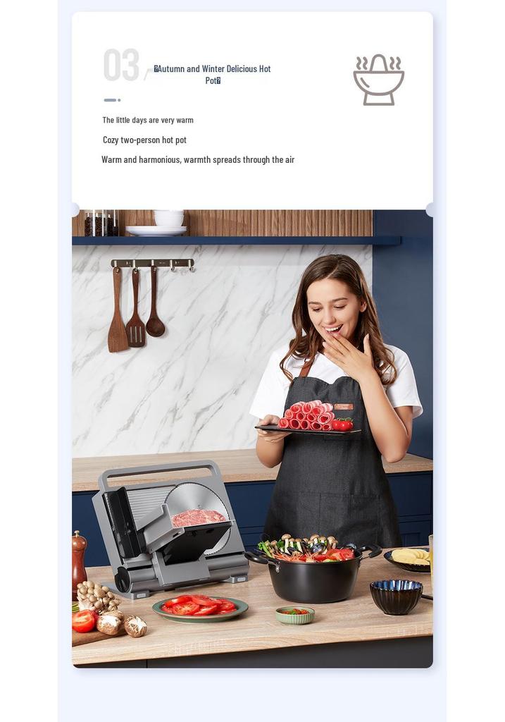 High-End US & European Standard Folding Electric Meat Slicer: Patent Design, Die-Cast Aluminum, Integrated Household Machine.