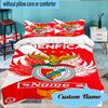 Custom Name Benfica Football Crest Bedding Set 3pcs, Bedding Set Including 1pc Duvet Cover And 2pcs Pillowcases for Bedroom, Dormitory Gift