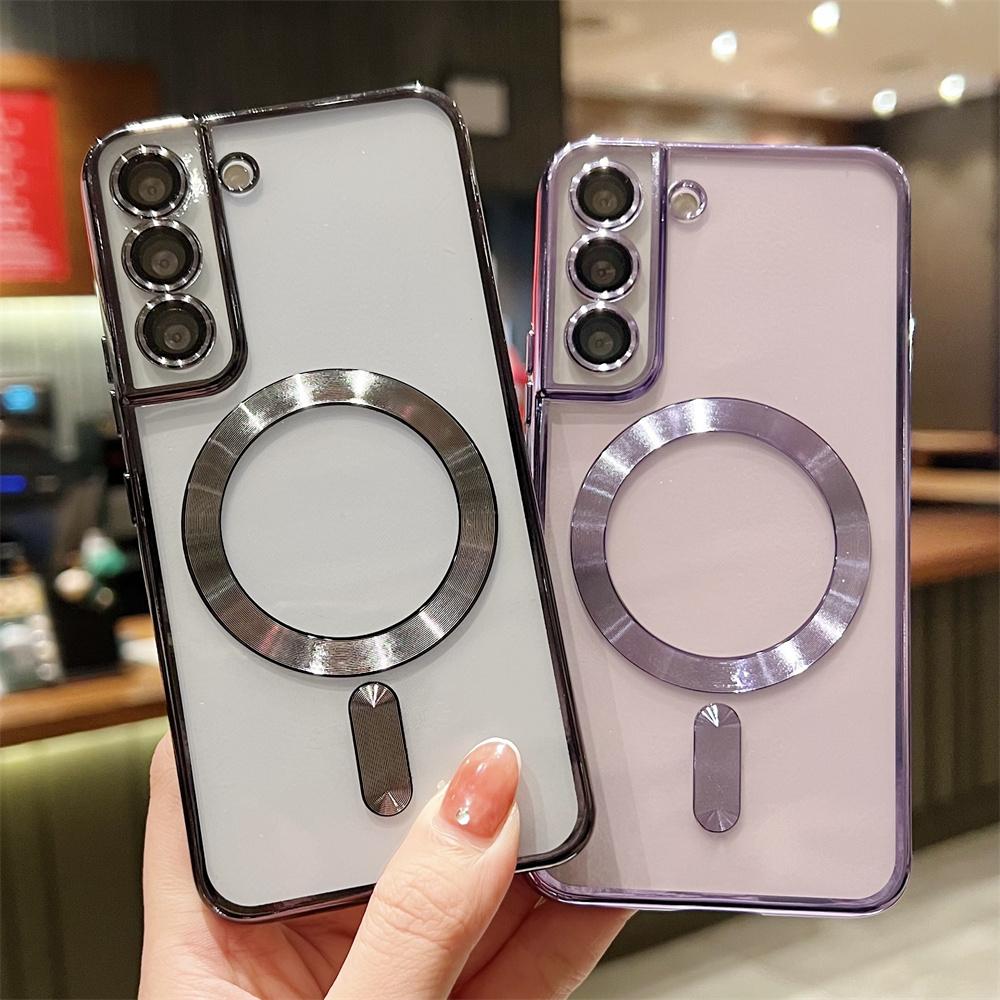 Plating Silicone Clear Magnetic For Magsafe Case For Samsung S26 S25 S24 S23 S22 FE Plus Ultra A56 A36 A26 A06 A16 A55 A35 A15