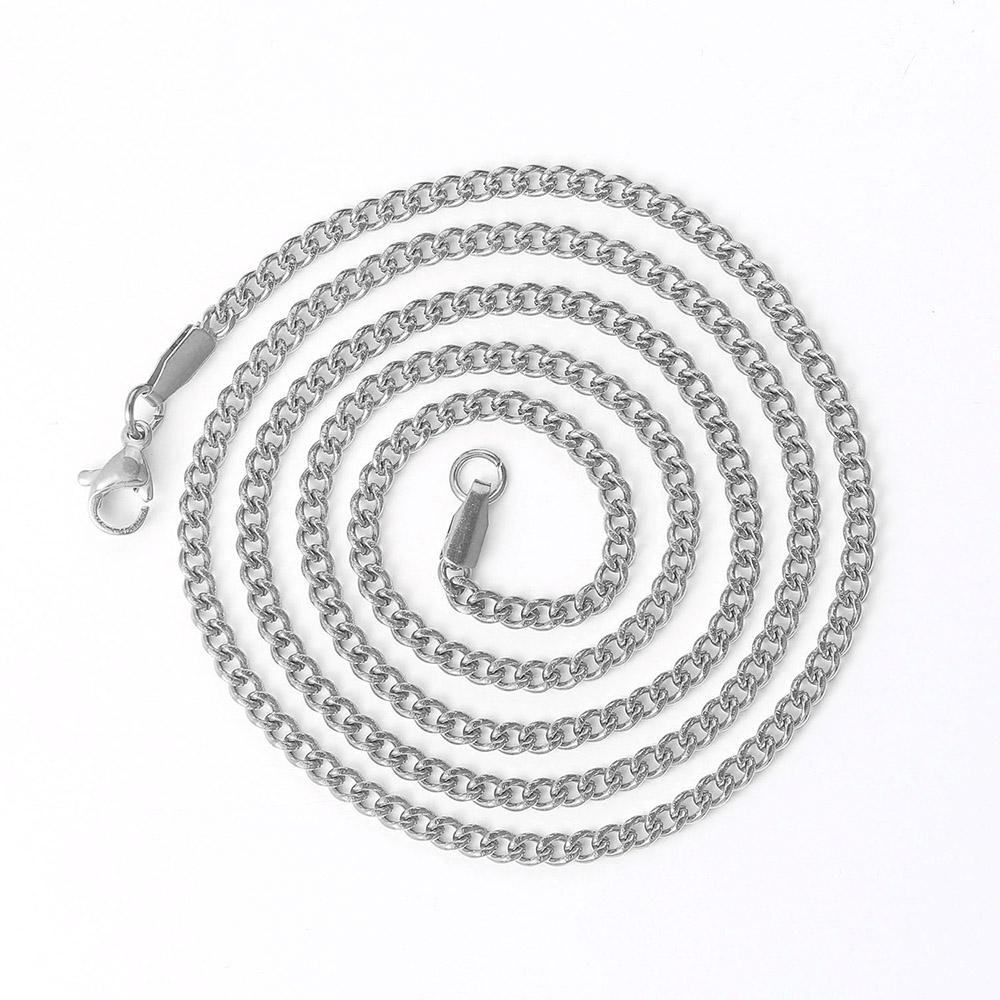 

Hip Hop 3MM Cuban Link Necklaces For Men Women Stainless Steel Necklace Rapper Chain Choer Personality Zircon Wholesale C023 45CM