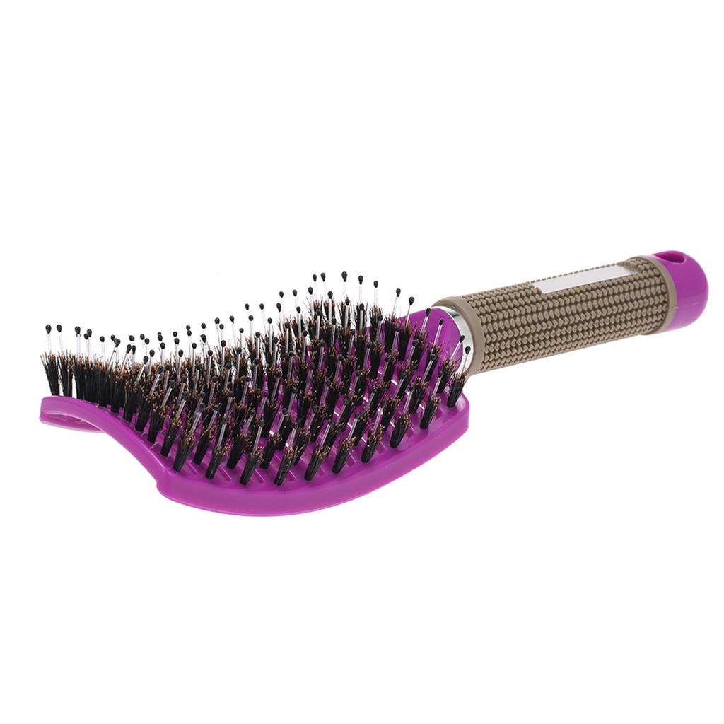 Curved Boar Bristle Hair Brush Massage Comb Detangling Hairbrush for Women