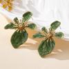 Marbled Enamel Flower Earrings with Polished Gold Trim Lovely Chic Design for Wedding Prom Party Gift for Her