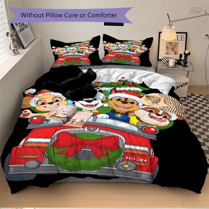 3Pcs Paw Patrol Christmas Adventure Bedding Set Quilt Cover Pillowcase Home Christmas Halloween Gift 1 Duvet Cover 2 Pillowcase S1390