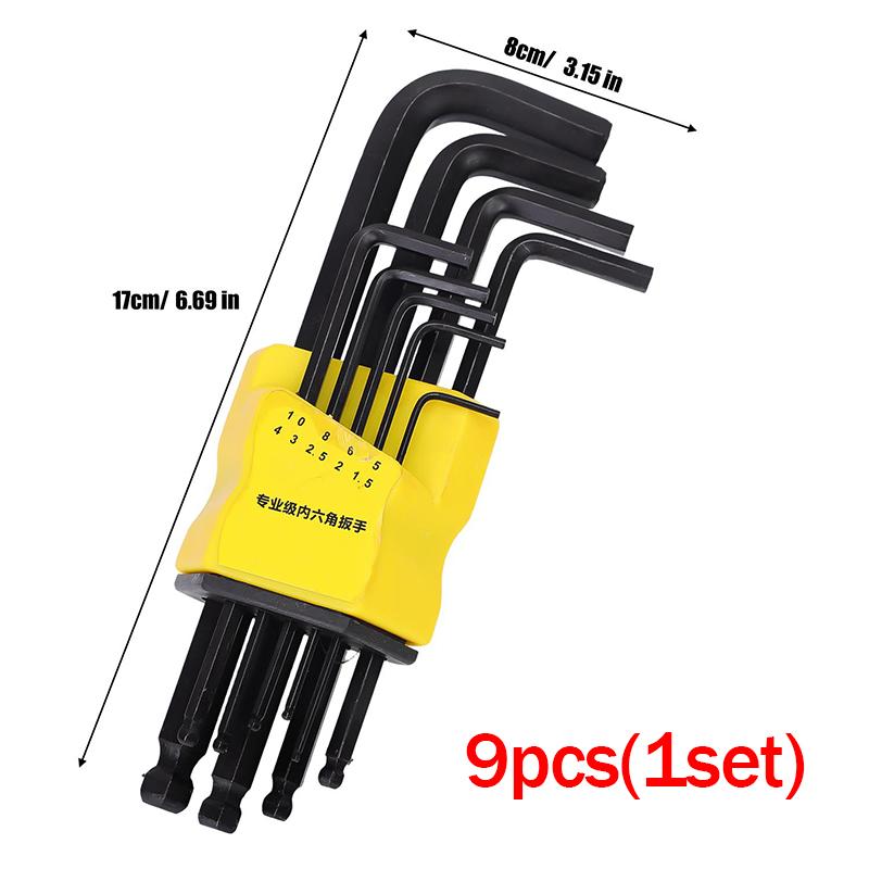 

1.5/2/2.5/3/4/5/6/8/10mm Metric Ball End Hex Key Wrench Set L-Shape Long Arm Wrenches Hexagon Screwdriver Spanner with Holder