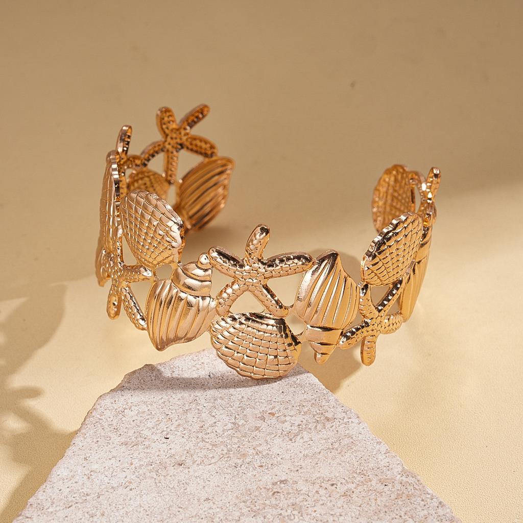 Shell Conch Turtle Starfish Coconut Open Bracelet Metal Vacation Wind Niche Premium Jewelry