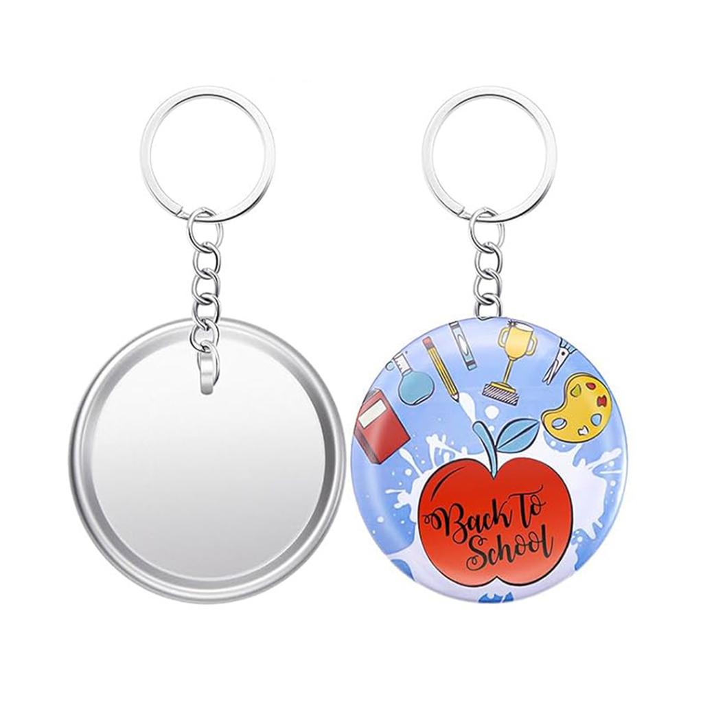 100Pieces Craft Keyrings Supplies with 100Pcs 58mm Button Badge for Making Key Holder Keychains Bag Luggage Decoration