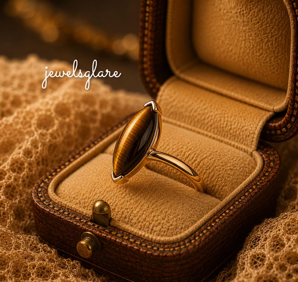 Marquise Tigers Eye Ring in 14K