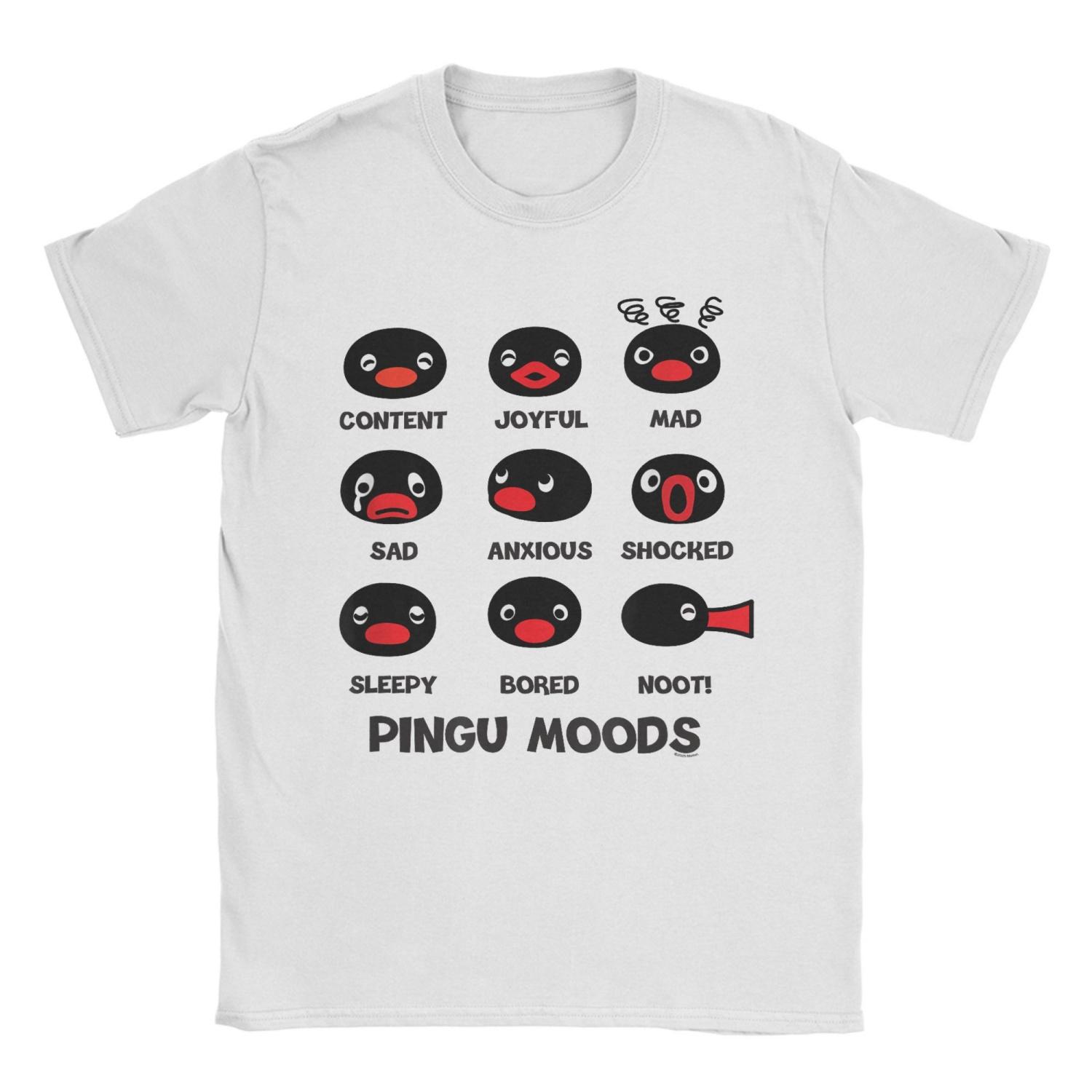 

Мужские футболки Pingu Pingu Moods 100% хлопок одежда летняя уличная одежда футболка с коротким рукавом круглый вырез популярная футболка с принтом S чёрный