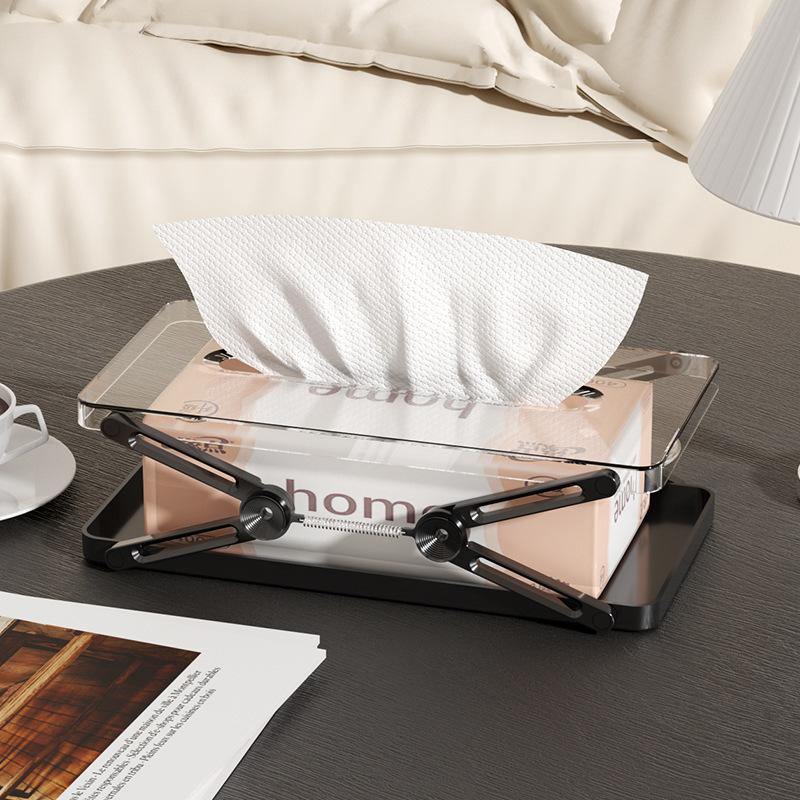 Household Automatic Dustproof Tissue Box Spring-Loaded Tissue Box Smart Rising Toilet Paper Holder Bedside Tabletop Storage Box чёрный
