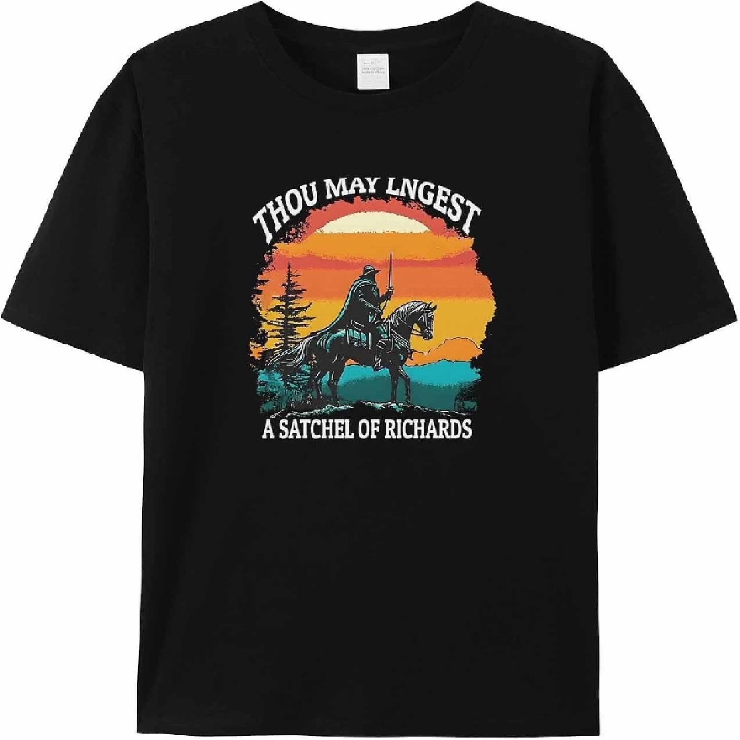 

Graphic Men s T-Shirt Retro Knight Sunset Graffiti Printed Cotton Top Short Sleeve Basic Casual Tee XXXXXL різнокольоровий