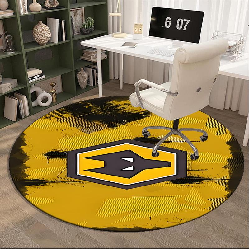 1PC Round Rug Wolves Football Club Emblem Printed Round Area Rug ,Rug For Home Office, Round Chair Rug, Decorative Carpet Fan Gifts Christmas Gift