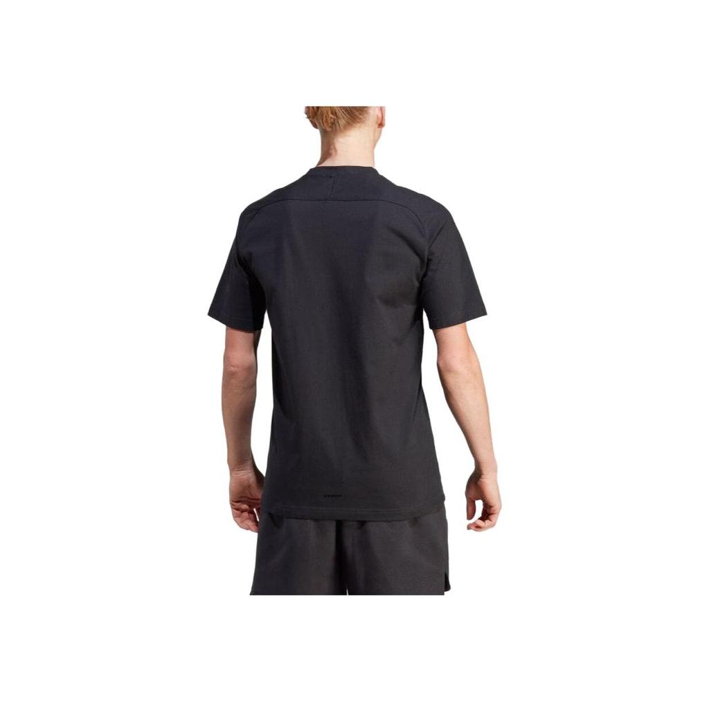 Adidas Solid Color Crew Neck Straight Cut Short Sleeve T-Shirt Men Tops Black IJ6129