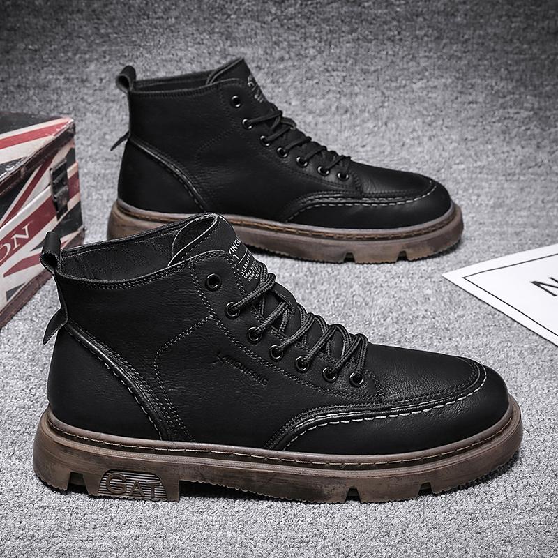 Martin boots autumn and winter new winter velvet cotton shoes casual leather shoes high-top trendy shoes