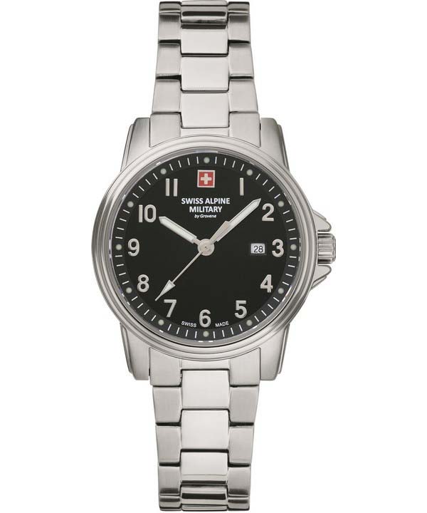 

Swiss Alpine Military Leader Ladies Stainless Steel Black Dial Quartz 7711.1137 100M Women s Watch чорний