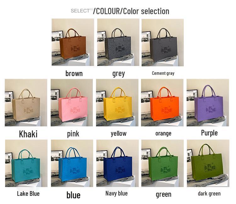 Eco-Friendly Logo Print Large Capacity Felt Tote Bag with Pattern