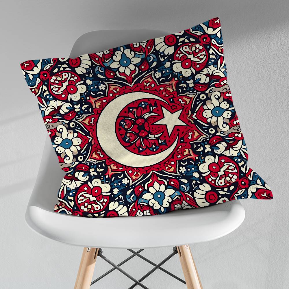 

Cool Art Turkish Flag Throw Pillow Case Living Room Sofa Cushion Cover For Home Bedroom Decoration Protector 30x30cm
