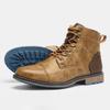 Plus Size Men's High-Top Leather Workwear Ankle Boots - US Size Fashion Martin Boots