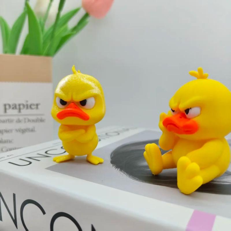 3D Tisk Naštvaná Žlutá Kachna Soška Bílé Oči Vtipná Kachna, Humorná Vnitřní Venkovní Vánoční Domácí Dekorace a Dekorace do Auta