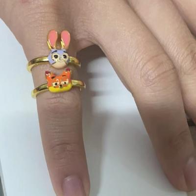 Rabbit Fox Couple Ring Animal Three-Dimensional Avatar Ring Cute Anime Ring