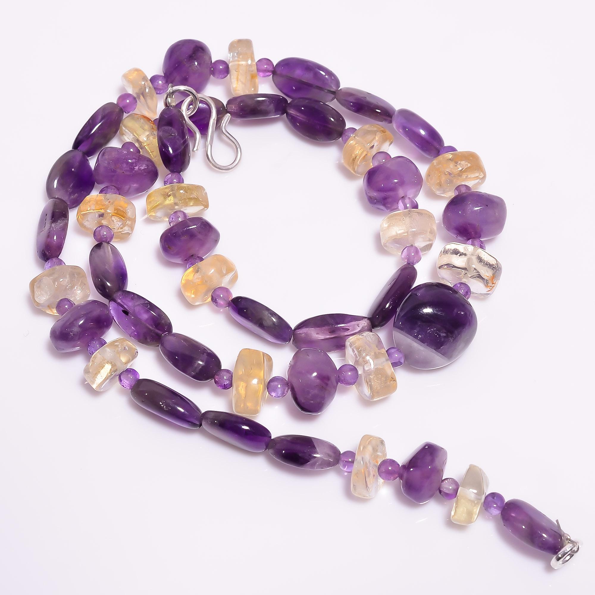 

Натуральный аметист цитрин драгоценный камень бусы ожерелье 3-13 мм 18 UB-7959 UB-7959