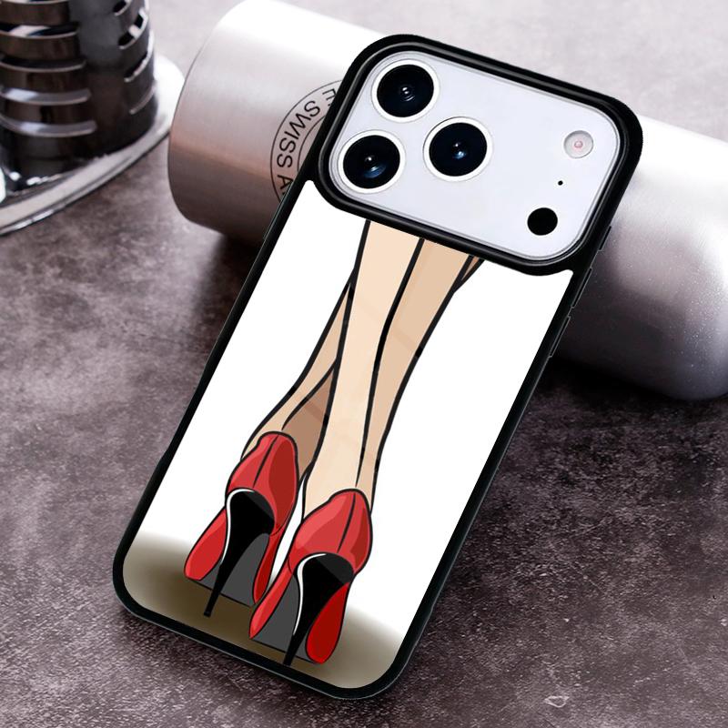 red high heel shoes Cute Phone Case for iPhone 17 16 15 Pro Max Air 14 13 12 11 Plus Shockproof Capa Cover