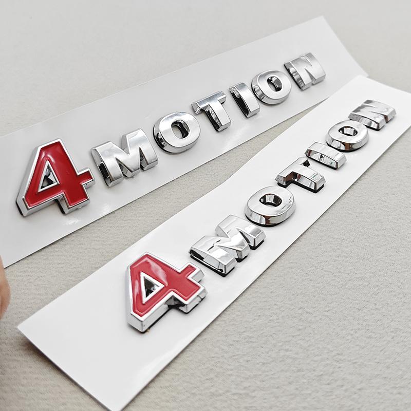 SVLHP1 1pc ABS Red Chrome Car Sticker Logo 4 MOTION 4motion Rear Trunk Badge Emblem Decals For VW PASSAT Touareg GOLF Polo Tiguan Jetta
