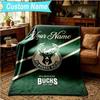 1PC Custom Name Blanket Bucks Team Logo Artwork Flannel blankets Patterns Throw Blanket All-Season Soft Gift for Couch, Bed, Camping, Birthday gifts