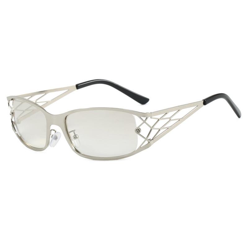 

Ins Latest Retro Alloy Metal Square Female Sunglasses Luxury Unique Hollow Frame Design Punk Male Fashionable Sun Eyewear UV Protection 400 as picture