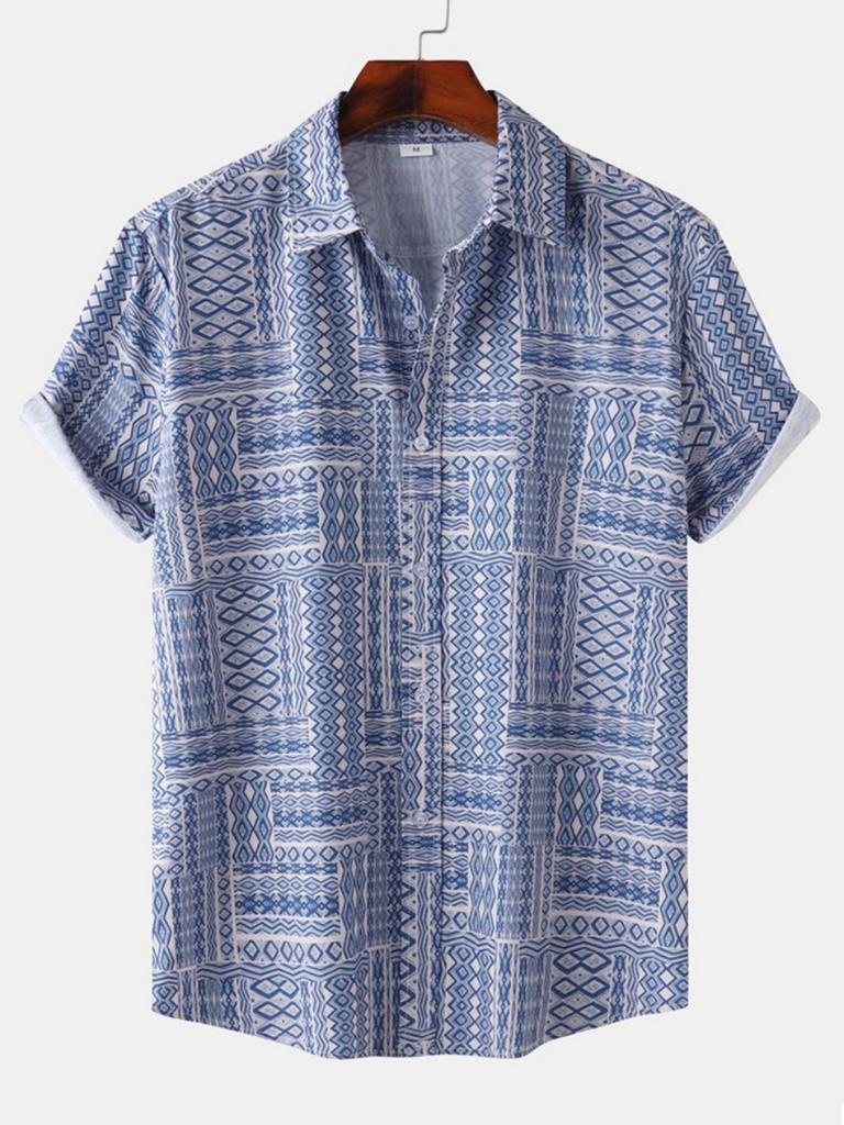 Camicia casual da uomo a maniche corte, con stampa 3D e bottoni, camicia estiva da spiaggia, camicia da campeggio, camicia formale da uomo a maniche corte