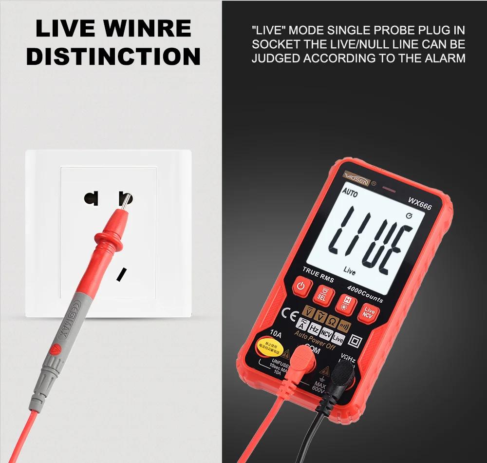 JCD WX666 Digitales Mini-Multimeter Tester Auto Multimetro True RMS Transistor-Messgerät mit NCV Datenhalte 4000 Zählungen Taschenlampe